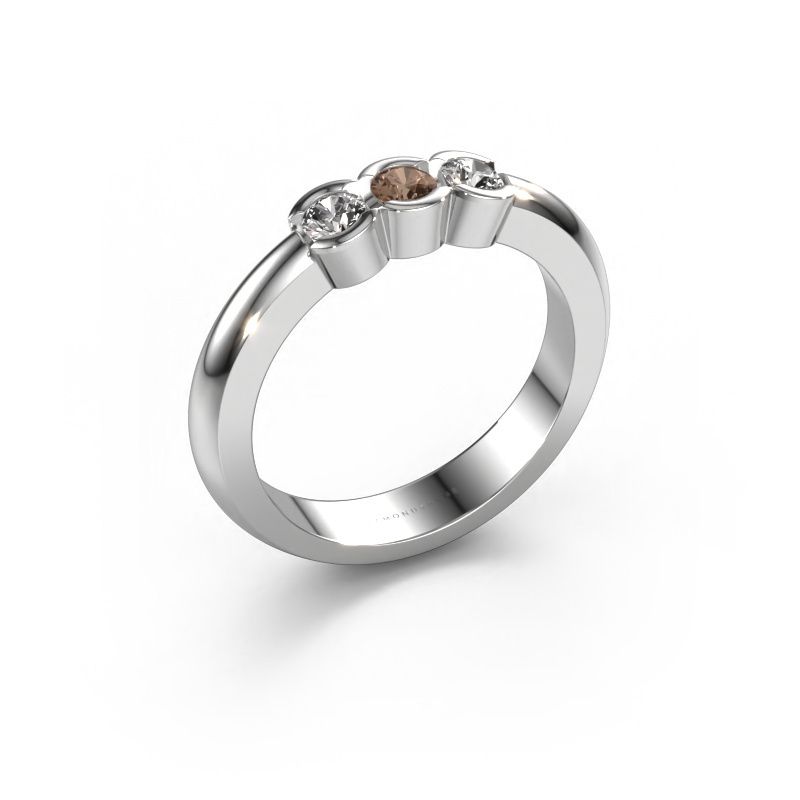 Ring Lotte 3 950 platinum brown diamond 0.30 crt