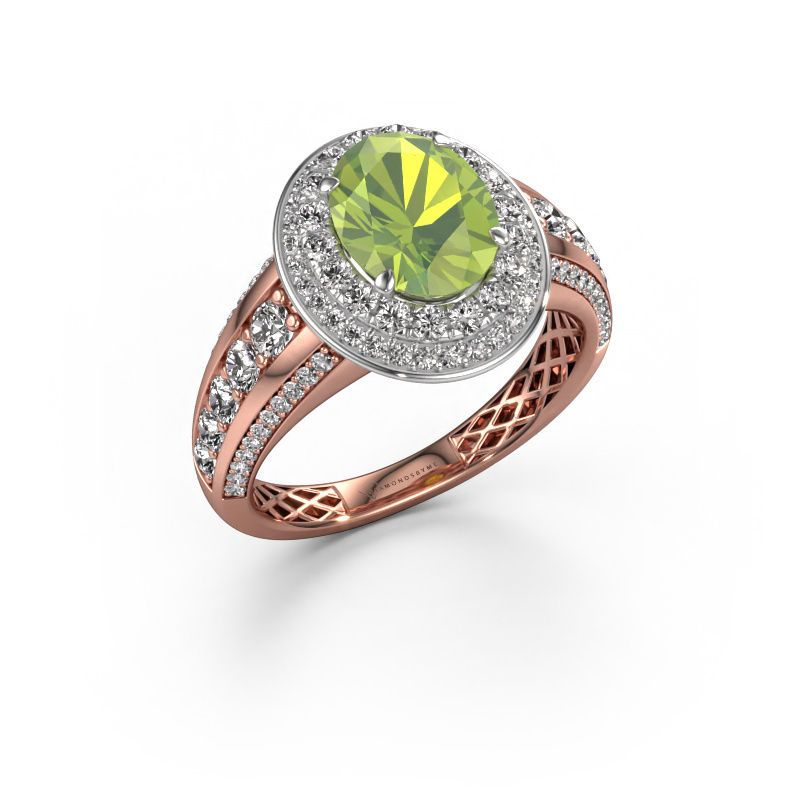 Engagement ring Nancie 585 rose gold peridot 9x7 mm