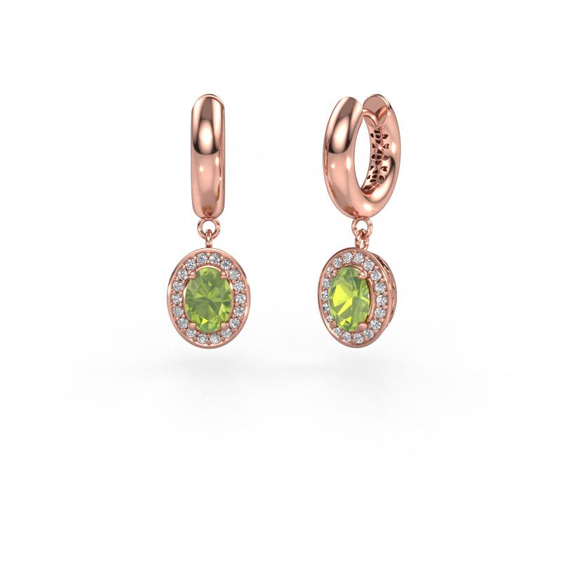 Pendants d'oreilles Annett 585 or rose péridot 7x5 mm
