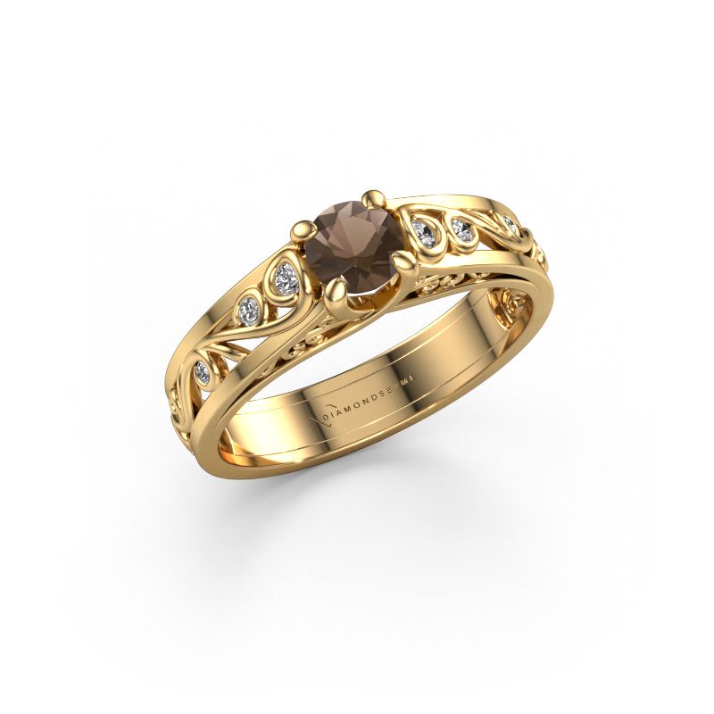 Ring Quinty 585 gold smokey quartz 4.7 mm