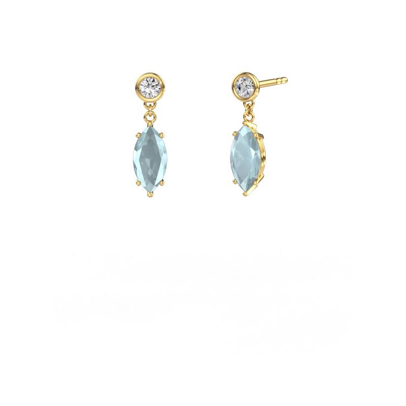 Pendants d'oreilles Lacey MRQ 585 or jaune aigue-marine 10x5 mm