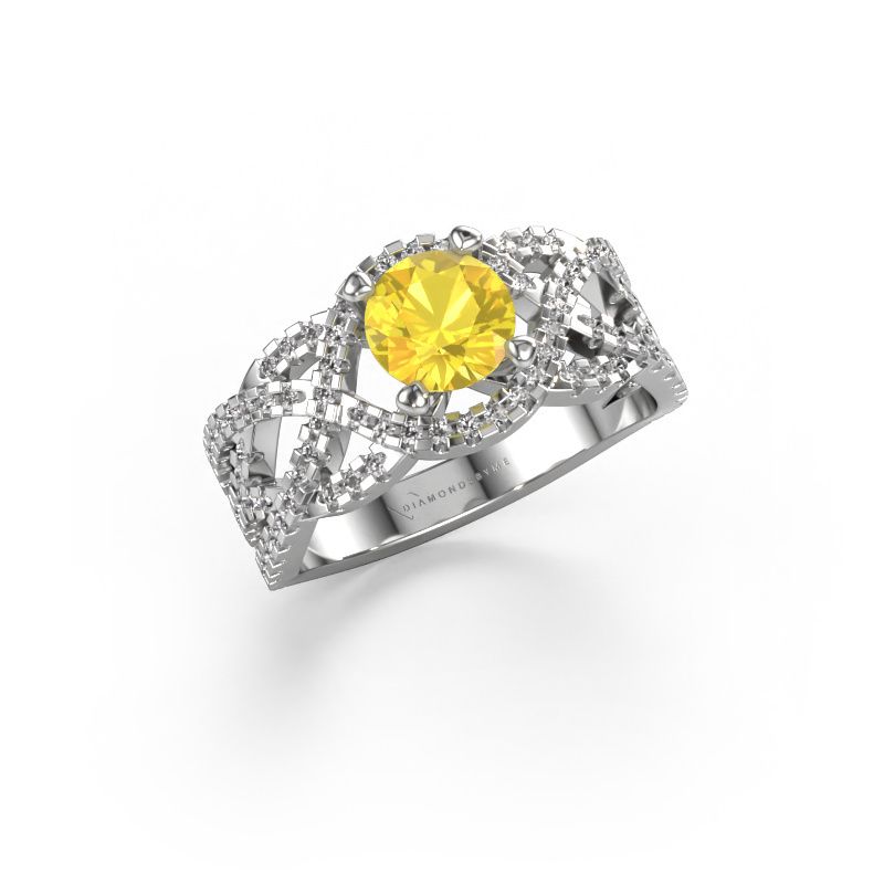 Ring Jeni 585 white gold yellow sapphire 6.5 mm