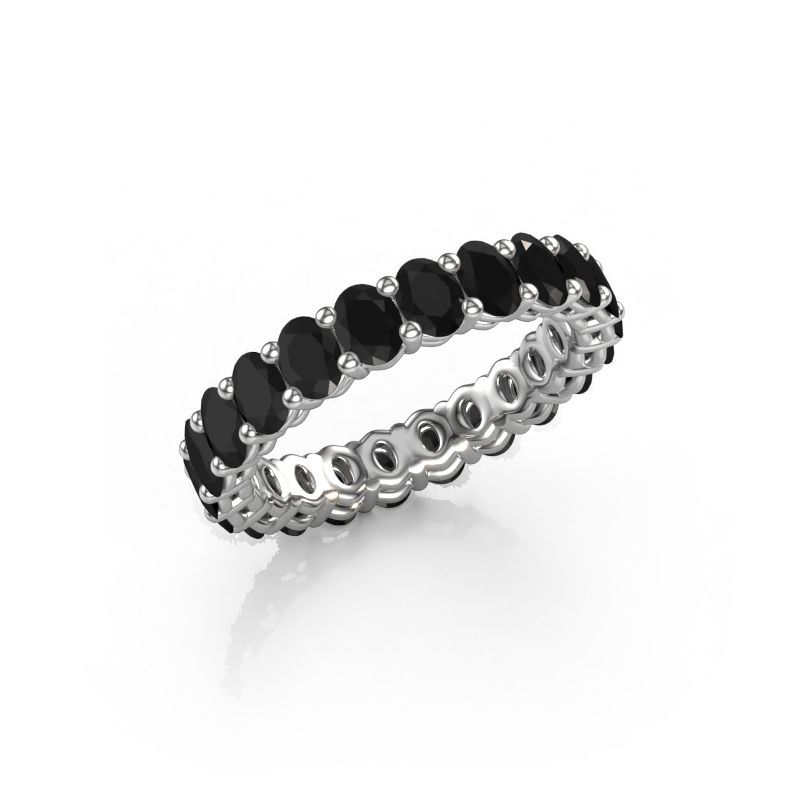 Bague superposable Heddy OVL 3x4 585 or blanc diamant noir 3.96 crt