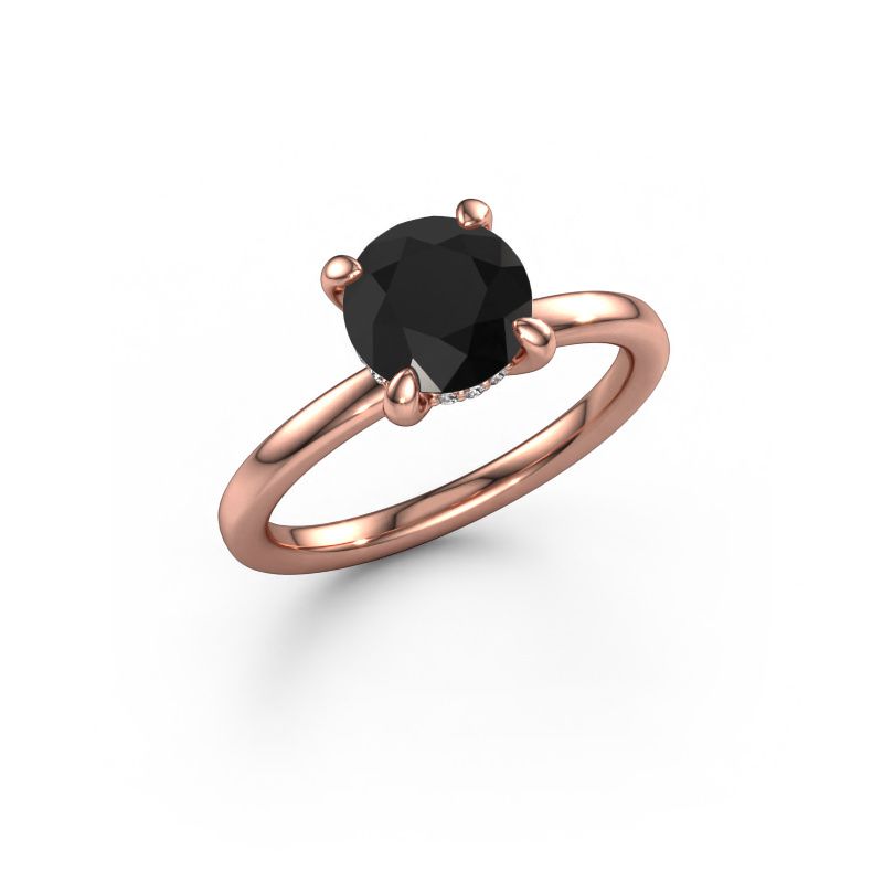 Bague de fiançailles Simone RND 2 585 or rose diamant noir 1.85 crt
