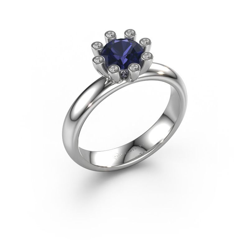 Ring Carola 3 585 witgoud saffier 6 mm