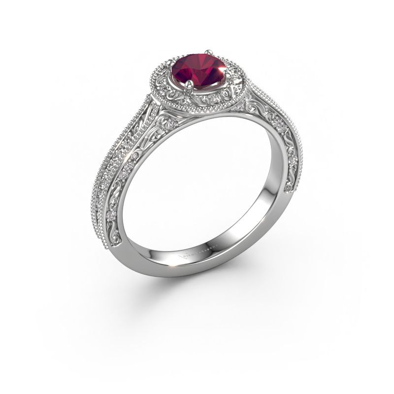 Engagement ring Alice RND 950 platinum rhodolite 5 mm