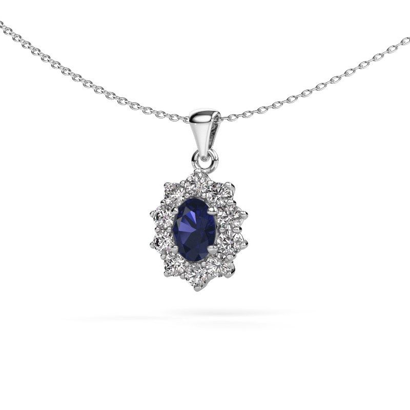 Pendentif Leesa 585 or blanc saphir 7x5 mm