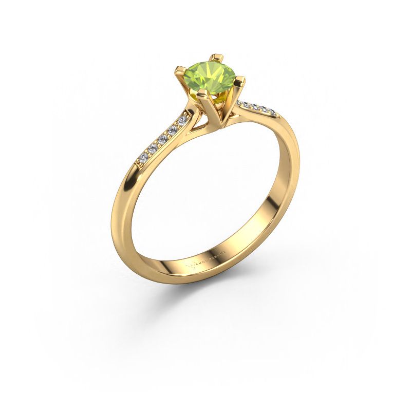 Bague de fiançailles Isa 2 585 or jaune péridot 4.2 mm