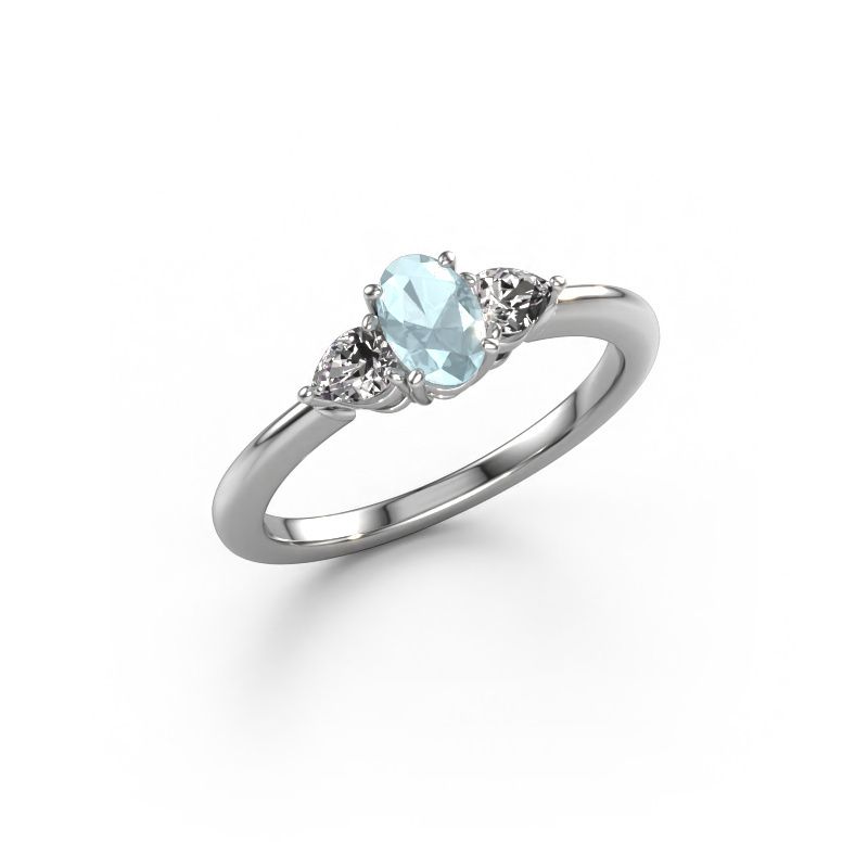 Engagement ring Chanou OVL 585 white gold aquamarine 7x5 mm