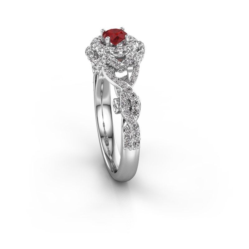 Afbeelding van Verlovingsring Cathryn<br/>585 witgoud<br/>Robijn 4 mm