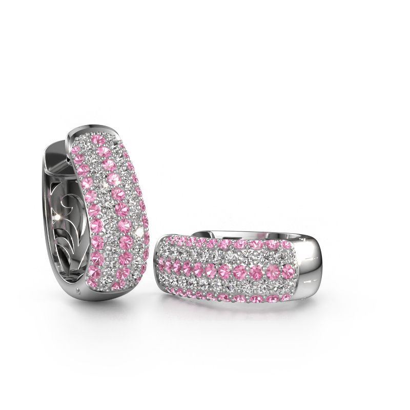 Hoop earrings Danika 10.5 B 585 white gold pink sapphire 1.1 mm