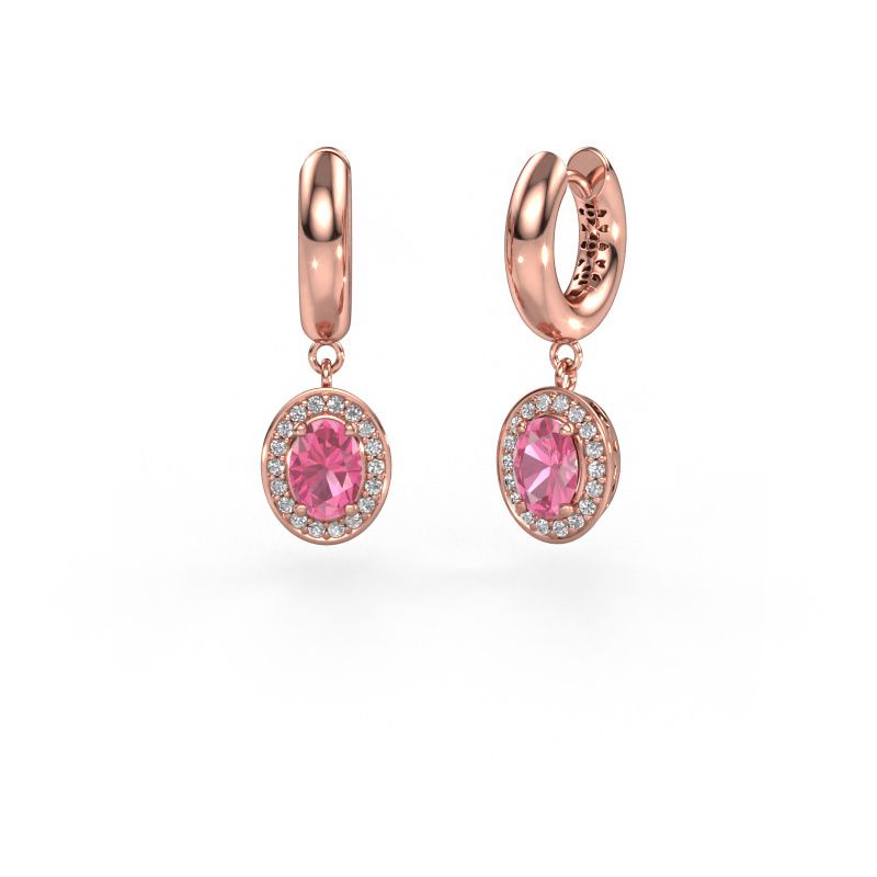 Hengende øredobber Annett 585 roségull rosa safir 7x5 mm