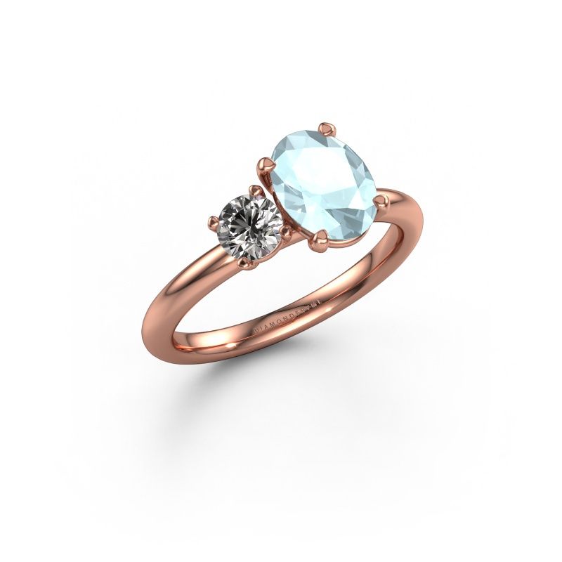 Verlobungsring Toi et Moi OVL-RND 585 Roségold Aquamarin 8x6 mm