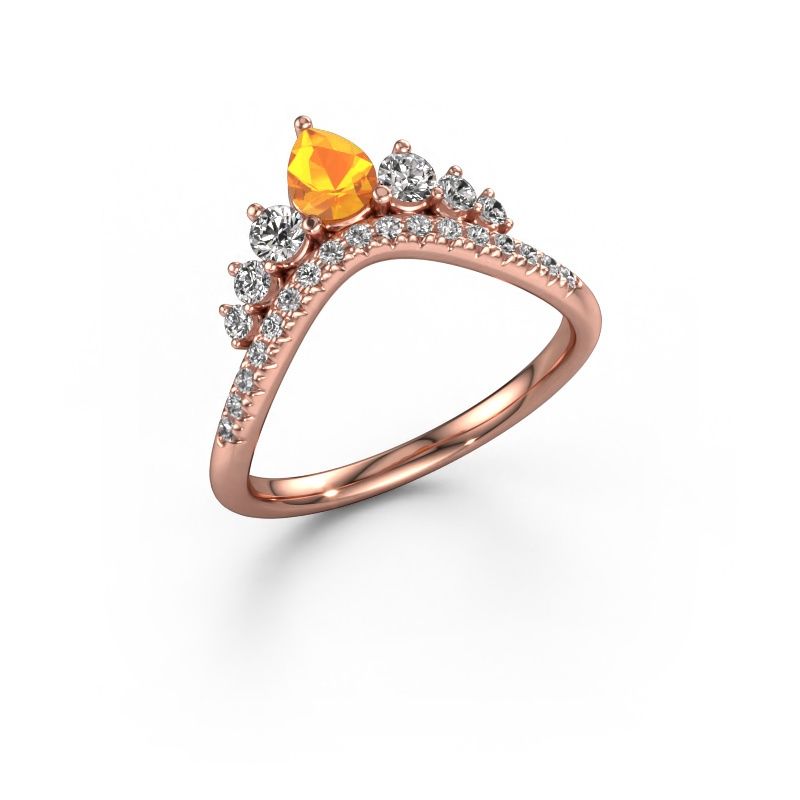 Aanschuifring Crown B 585 rosé goud citrien 5x4 mm
