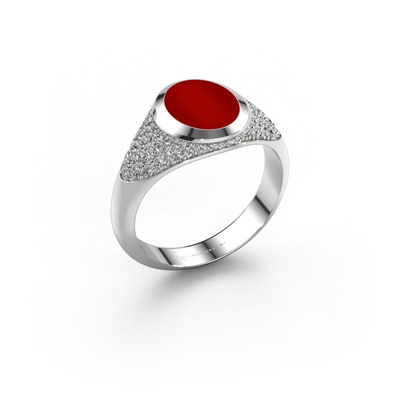 Pinky Ring Giovani 585 Weißgold Karneol 10x8 mm