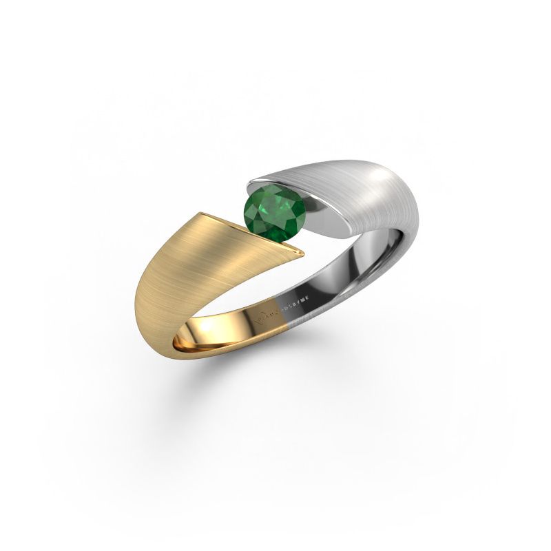 Bague de fiançailles Hojalien 1 585 or jaune emeraude 4 mm