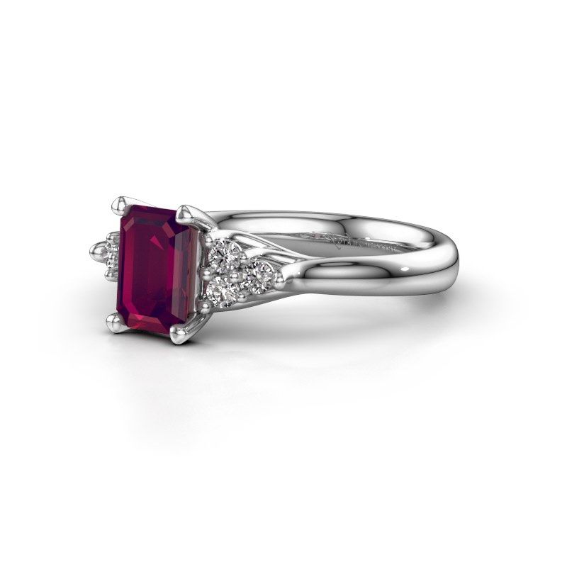 Afbeelding van Verlovingsring Monika EME<br/>585 witgoud<br/>Rhodoliet 7x5 mm