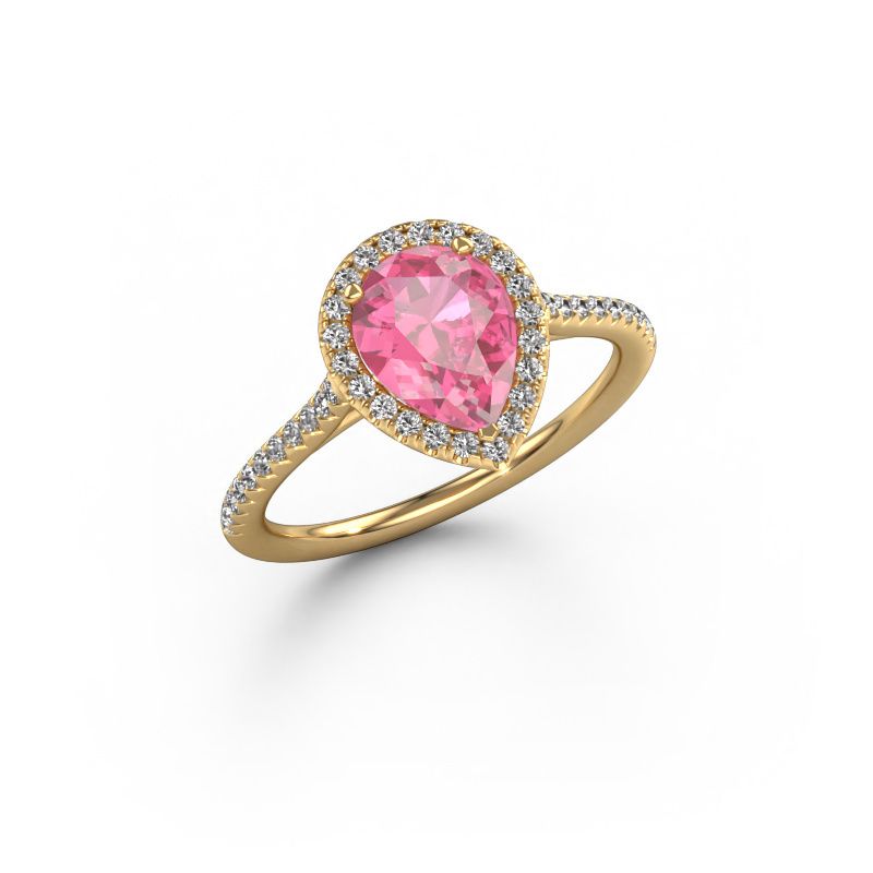 Engagement ring Seline per 2 585 gold pink sapphire 8x6 mm