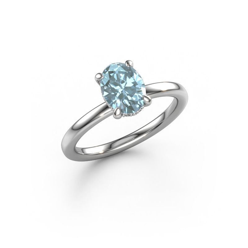 Verlovingsring Simone OVL 2 950 platina blauwe lab grown diamant 8x6 mm