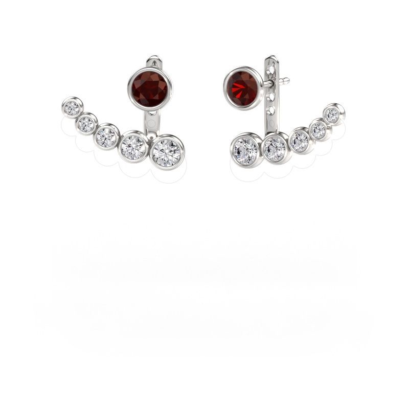Oorbellen Wendy 585 witgoud granaat 5 mm