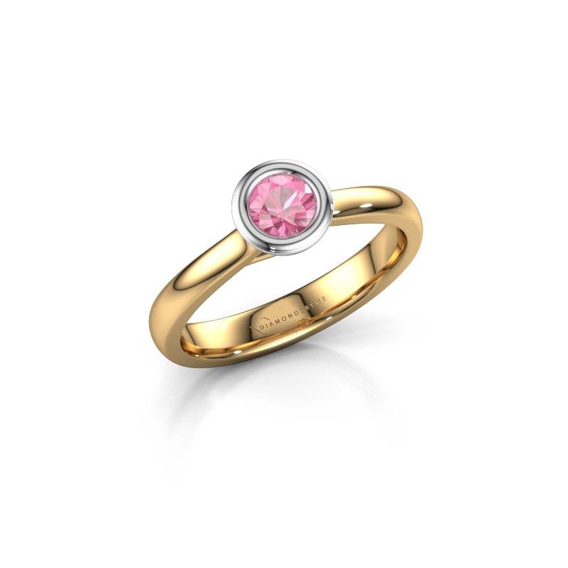 Afbeelding van Verlovings ring Kaylee 585 goud roze saffier 4 mm