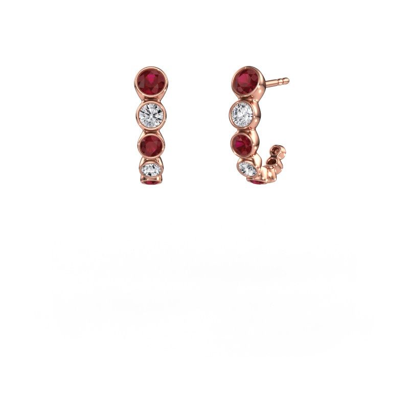 Clous d'oreilles Suzie 585 or rose rubis 3.8 mm