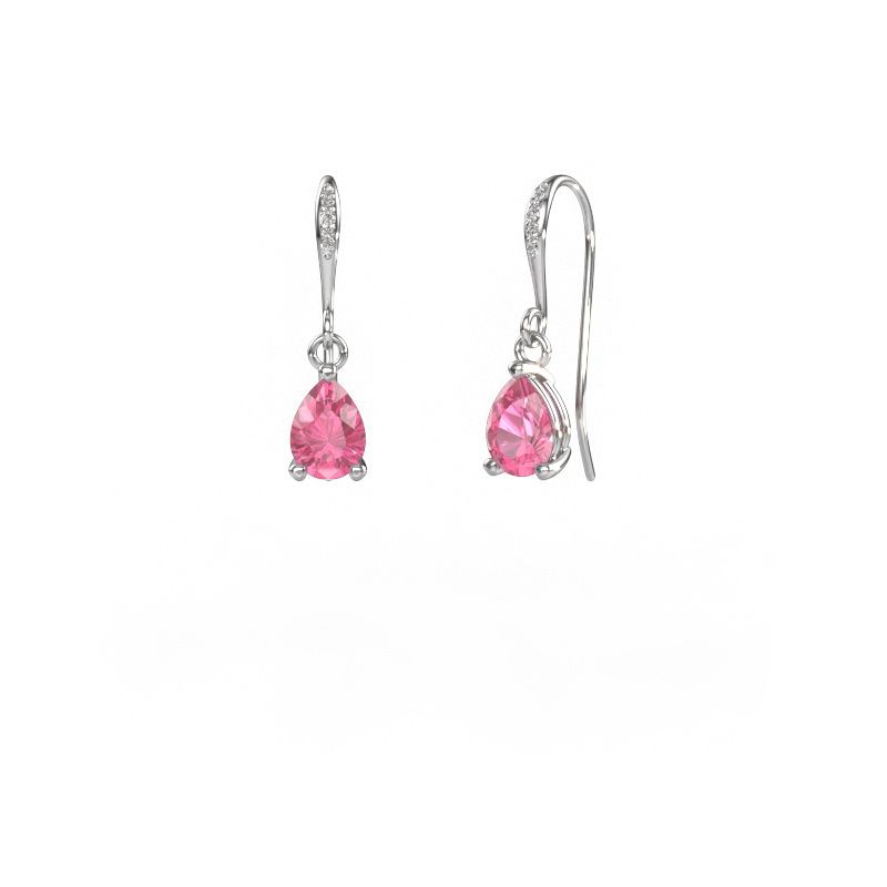 Pendants d'oreilles Laurie PER 2 585 or blanc saphir rose 7x5 mm