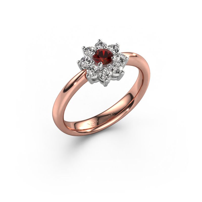 Verlobungsring Camille 1 585 Roségold Granat 3.4 mm