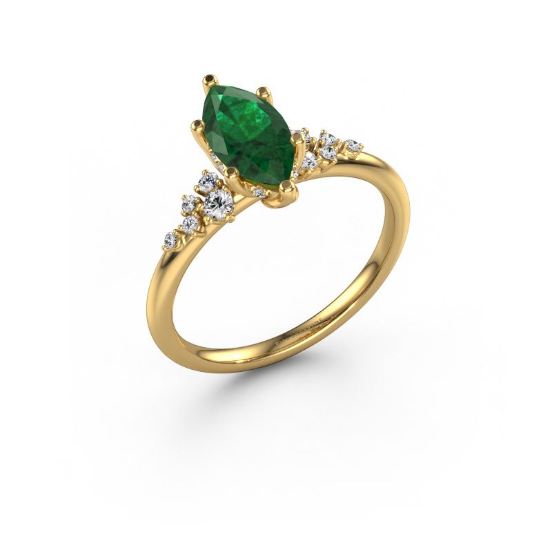 Engagement ring Emma MRQ 585 gold emerald 10x5 mm