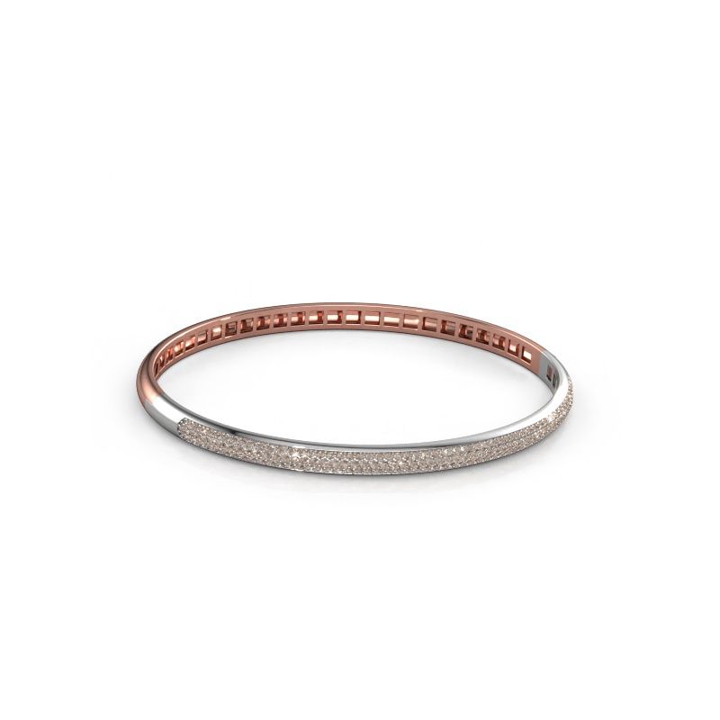 Bracelet jonc Emely 4mm 585 or rose diamant brun 1.178 crt