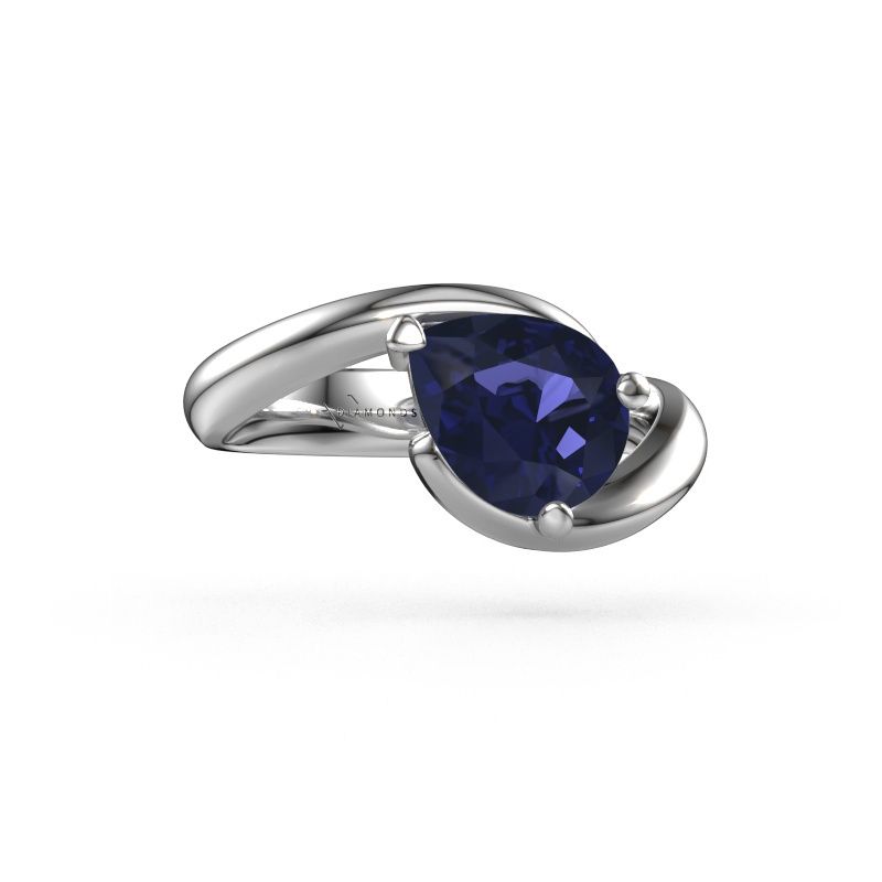 Bague de fiançailles Aida PER 585 or blanc saphir 9x7 mm