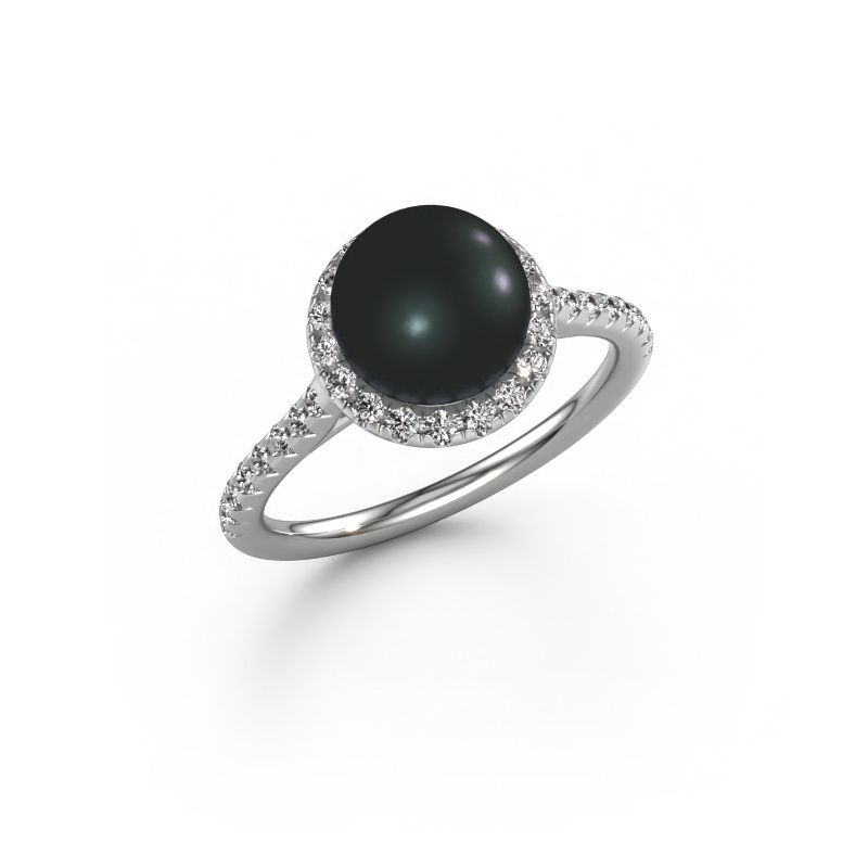 Ring Anke 950 platina zwarte parel 7 mm