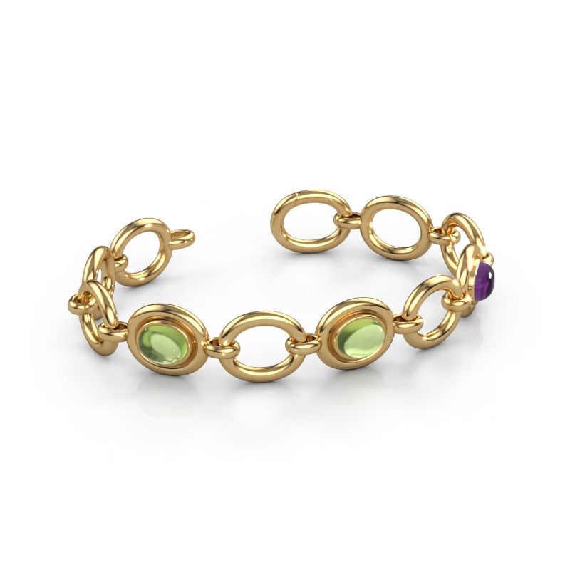 Link bracelet Maxima 3 585 gold peridot 9x7 mm