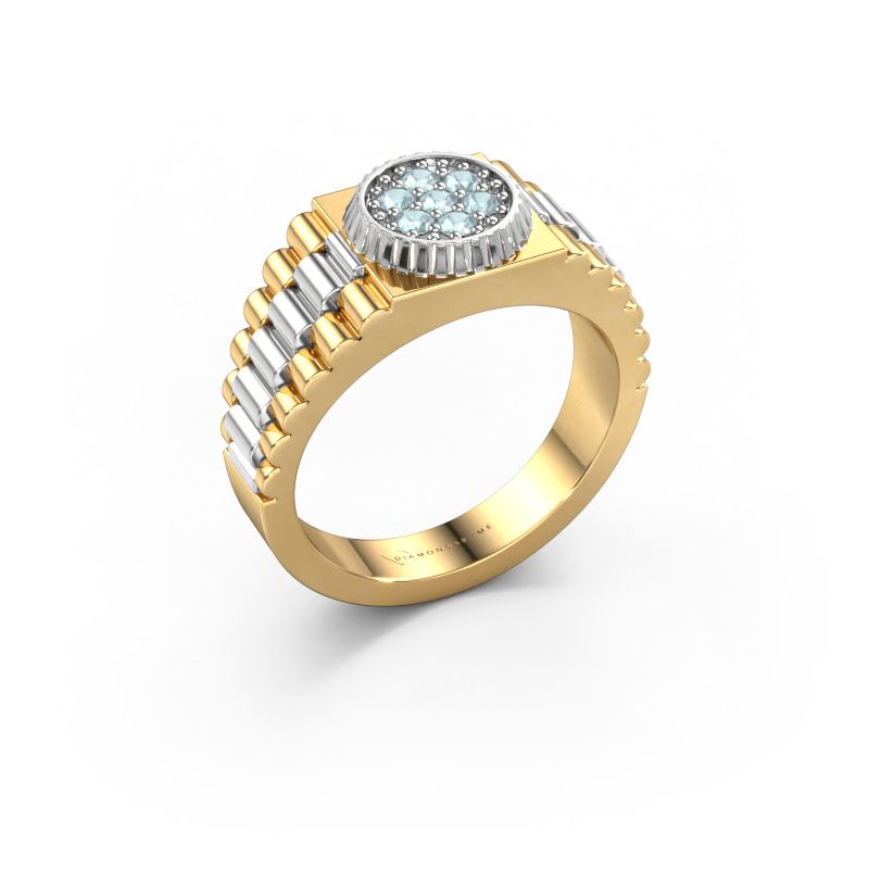 Men's ring Nout 585 gold aquamarine 2 mm