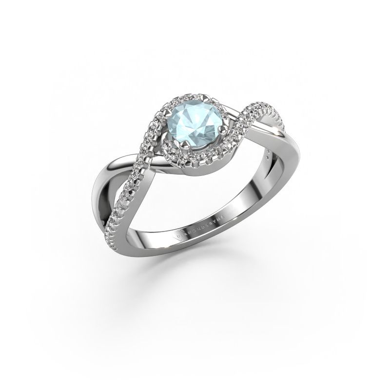 Engagement ring Melody 585 white gold aquamarine 5 mm