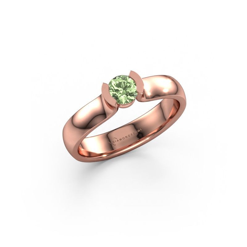 Ring Ophelia 585 rose gold green lab grown diamond 4.2 mm