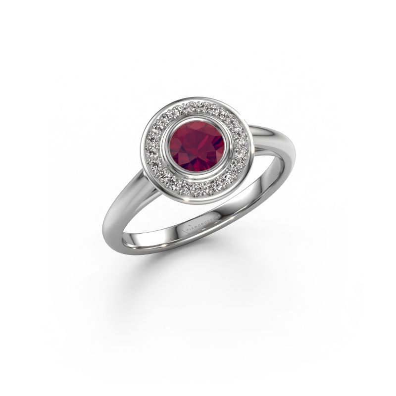 Promise ring Noud 1 RND 585 witgoud rhodoliet 4.7 mm