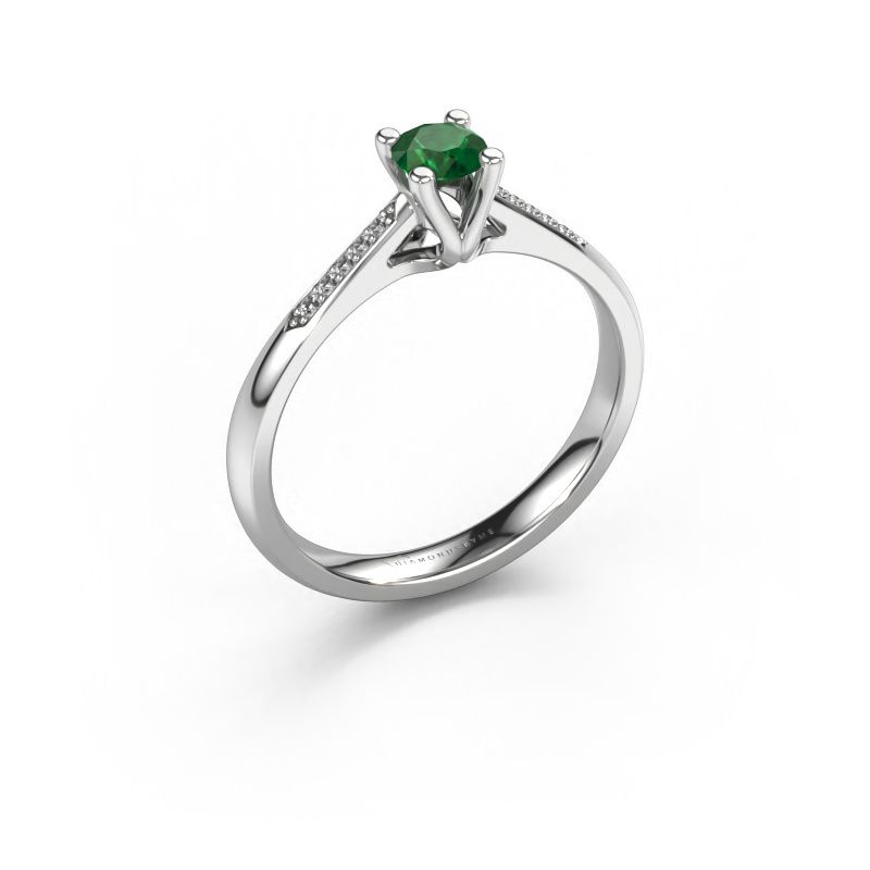 Promise ring Janna 2 950 platinum emerald 4 mm