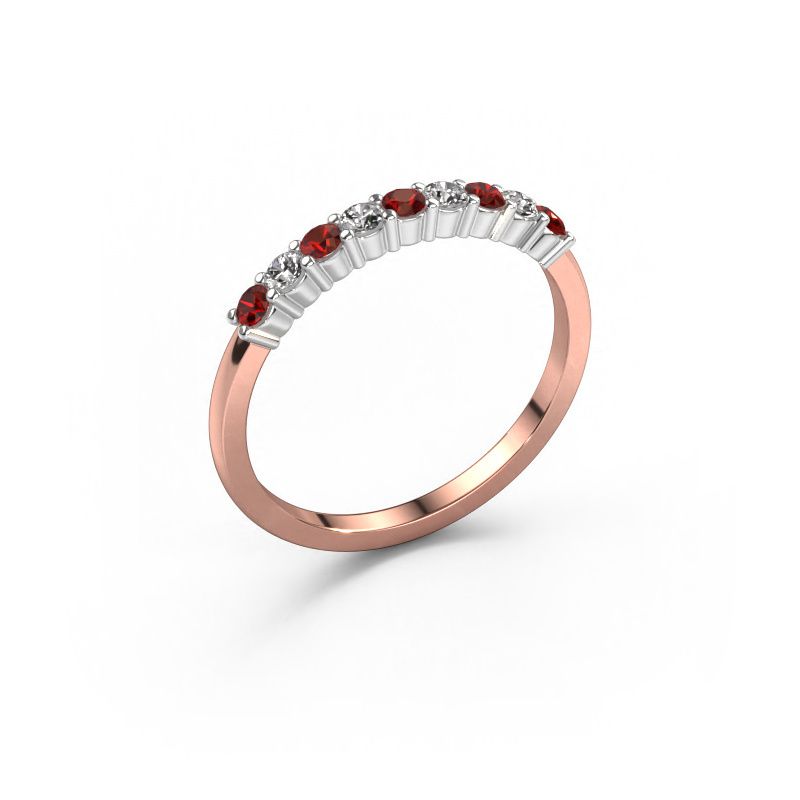 Ring Yasmin 9 585 rosé goud granaat 2.4 mm