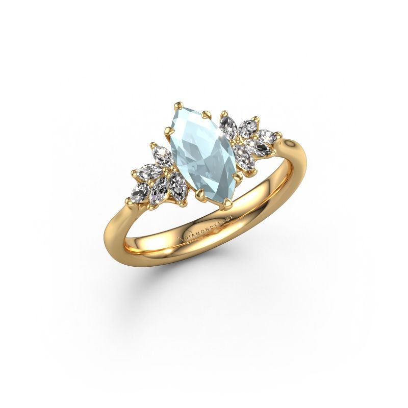 Engagement ring Fiona MRQ 585 gold aquamarine 10x5 mm