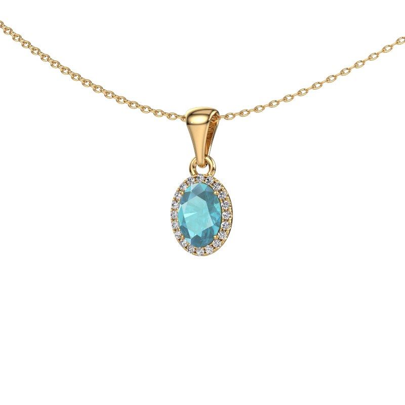 Anhänger Seline ovl 585 Gold Blau Topas 7x5 mm
