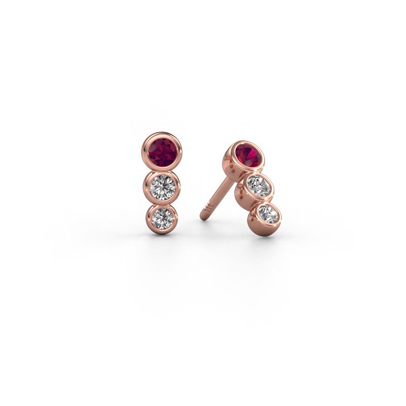 Oorbellen Felica 585 rosé goud rhodoliet 2.7 mm