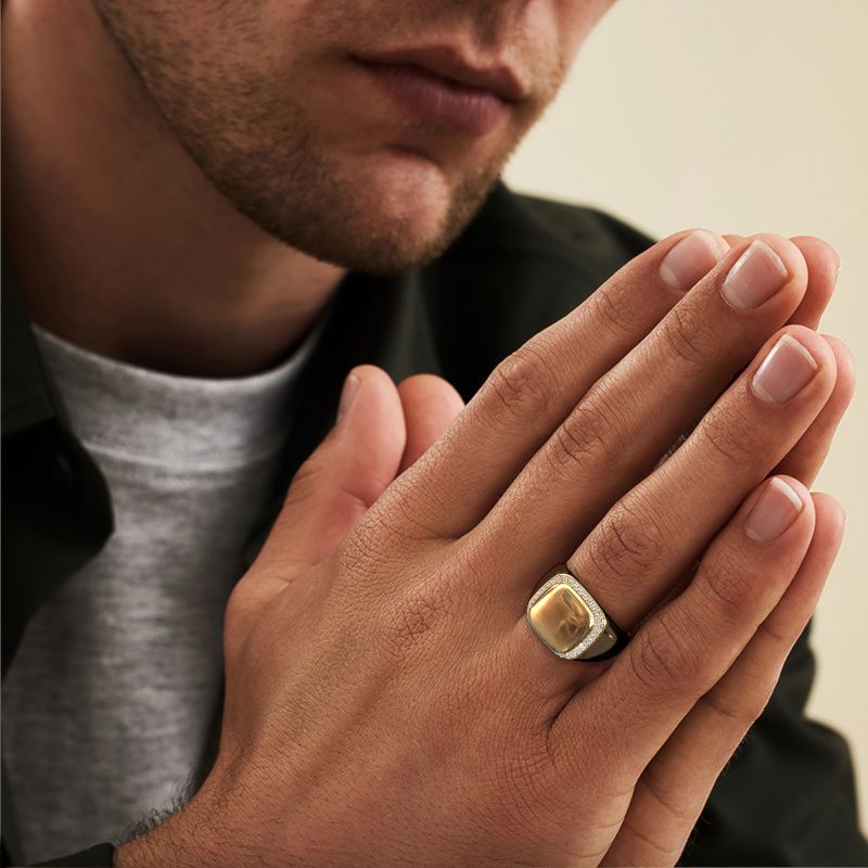 Bague pour homme Pascal 585 or jaune diamant synthétique 0.482 crt
