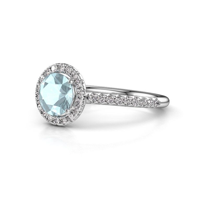 Image of Engagement ring seline rnd 2<br/>950 platinum<br/>Aquamarine 6.5 mm