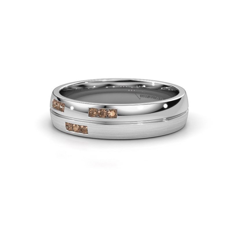 Image of Wedding ring WH0206L25APM<br/>950 platinum ±5x1.7 mm<br/>Brown diamond