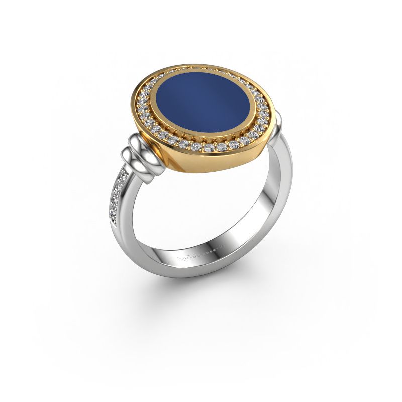 Zegelring Servie 2 585 witgoud lapis lazuli 12x10 mm