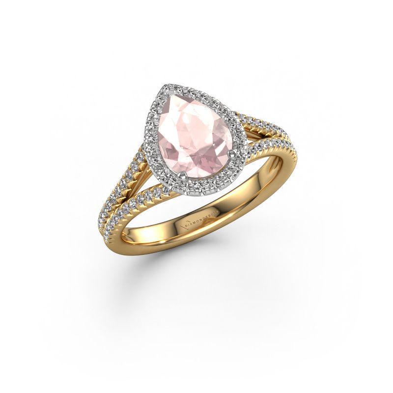 Engagement ring Verla pear 2 585 gold morganite champagne 8x6 mm