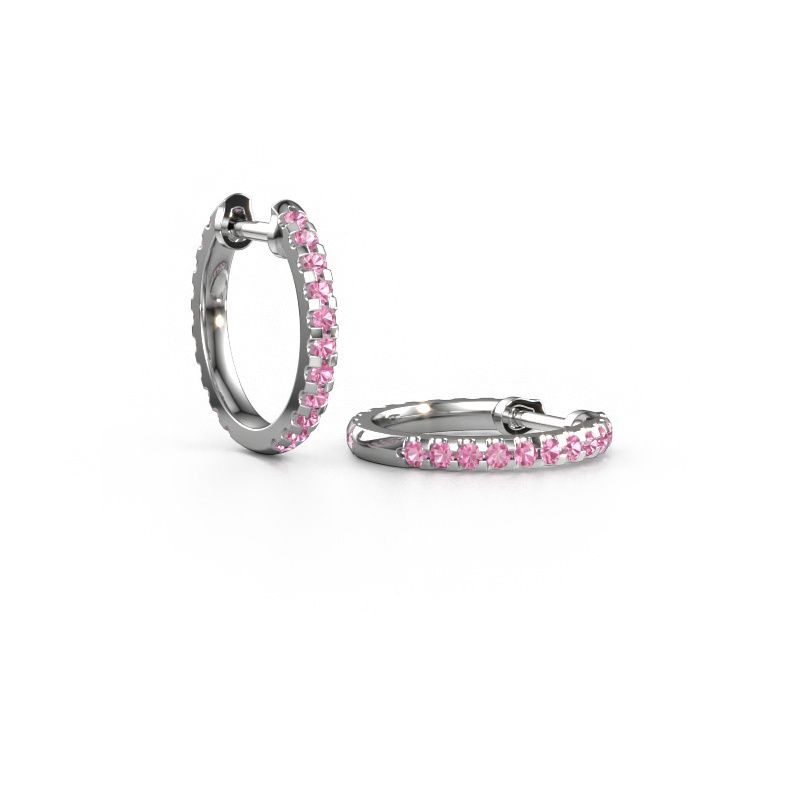 Creole Jackie 12.5 mm A 585 Weißgold Pink Saphir 1.5 mm