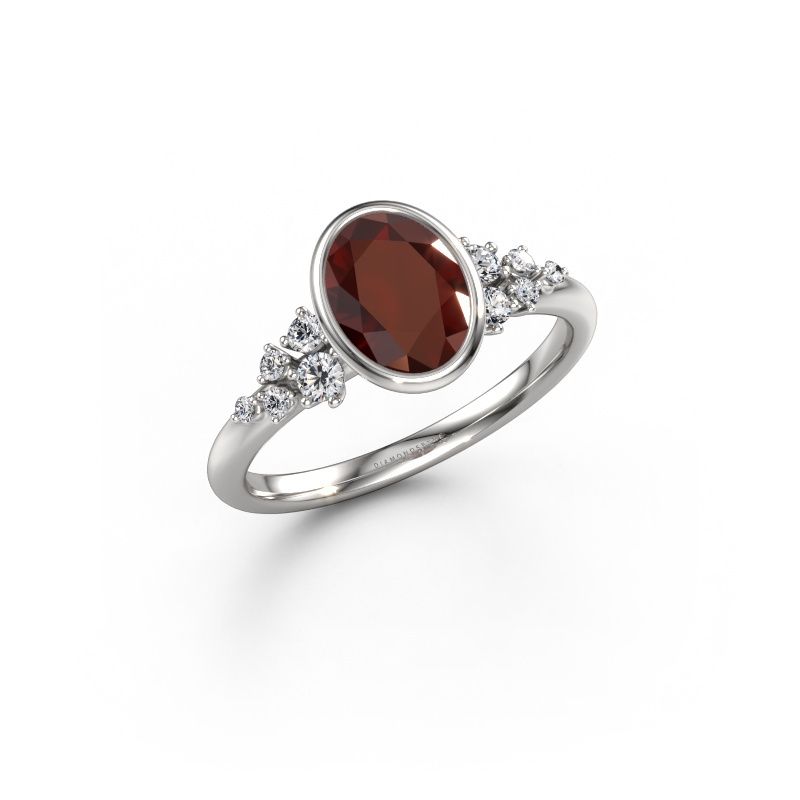 Verlobungsring Aliyah OVL 950 Platin Granat 8x6 mm