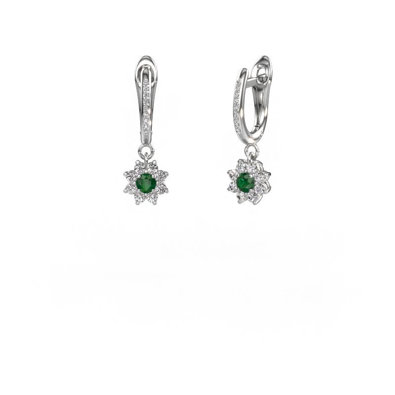 Pendants d'oreilles Camille 2 950 platine emeraude 3 mm